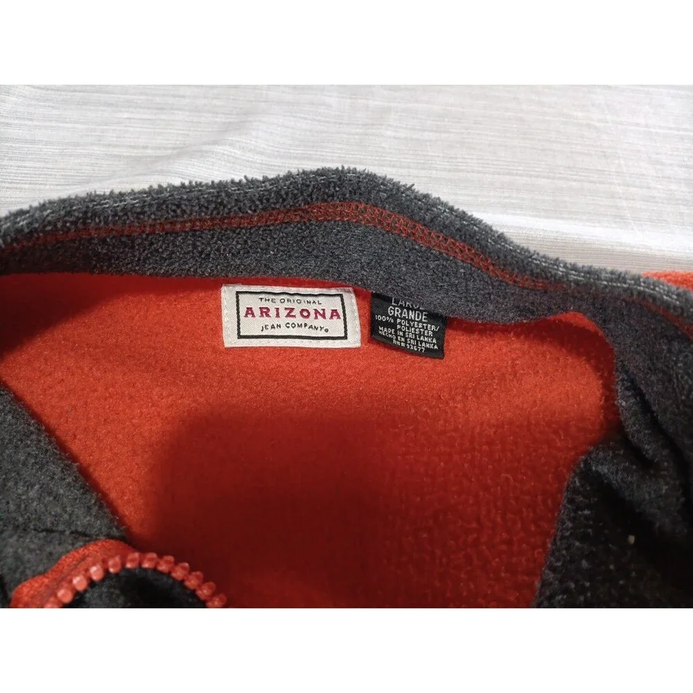 Large Fleece Arizona Jean Co Men's 1/4 Zip Fleece Jacket Orange and Grey, soft
